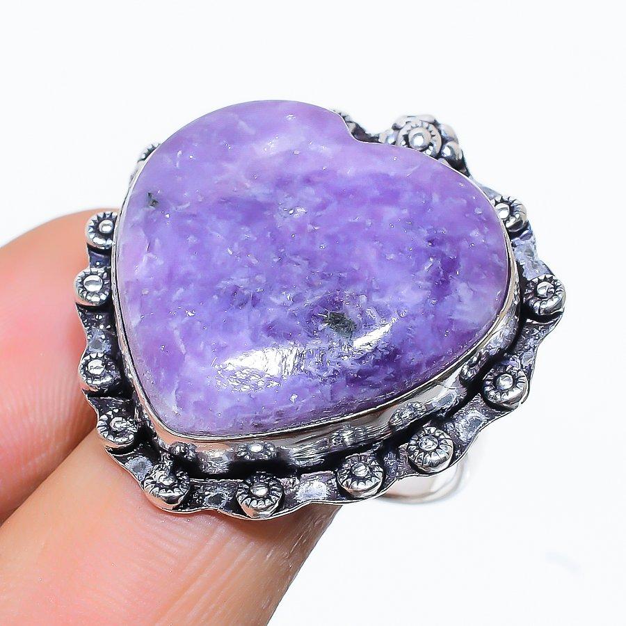 Russian Charoite Gemstone 925 Sterling Silver Gift Jewelry Ring Size 10
