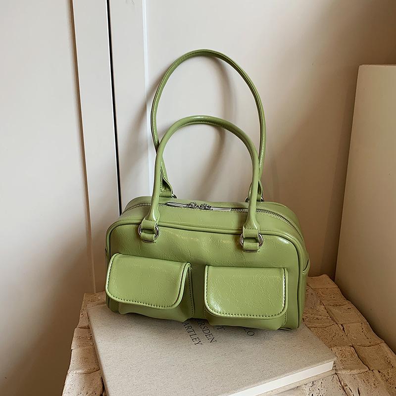 

Hot Sale PU Large Capacity Shoulder Bag Women s 2025 New Trendy Korean Fashion Underarm Bag Versatile Tote Bag зелёный