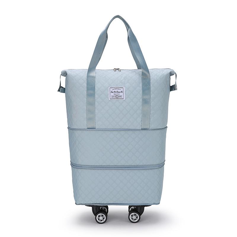 Expandable Large Capacity Travel Bag with Wheels, Double Layer, Foldable, Wet & Dry Separation, Ideal Hospital Carry-on
