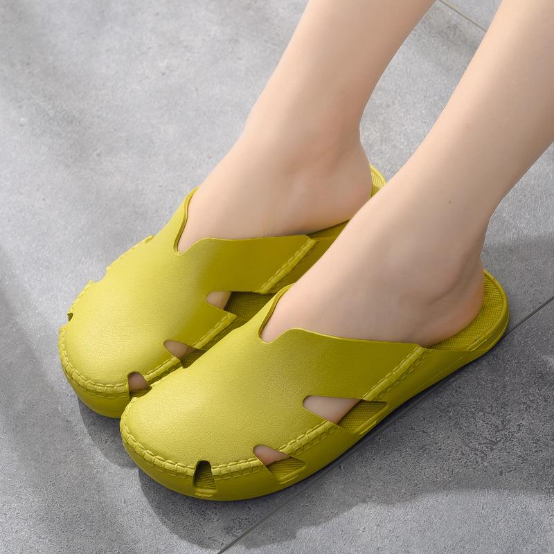 Super Soft Vietnamese Latex Closed-Toe Slippers: Non-Abrasive, Odorless Rubber Casual Shoes with Soft Soles for Men & Women