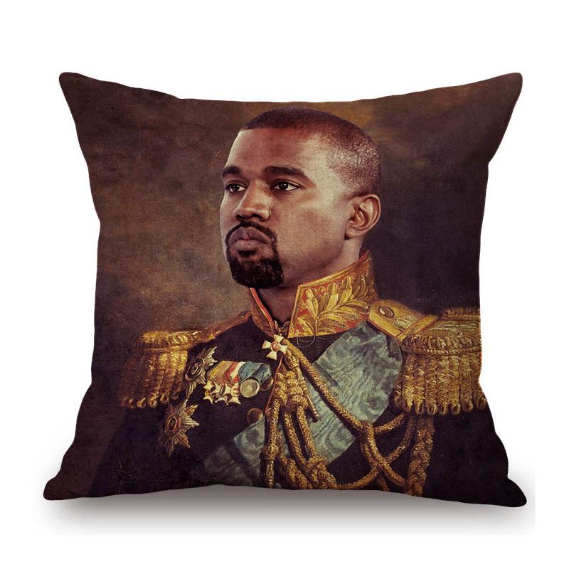 Lovely Funny Kanye West Funny Face Celebrity Portrait Art Hollywood Cotton Linen Sofa Throw Pillow Case Decorative Cushion Cover