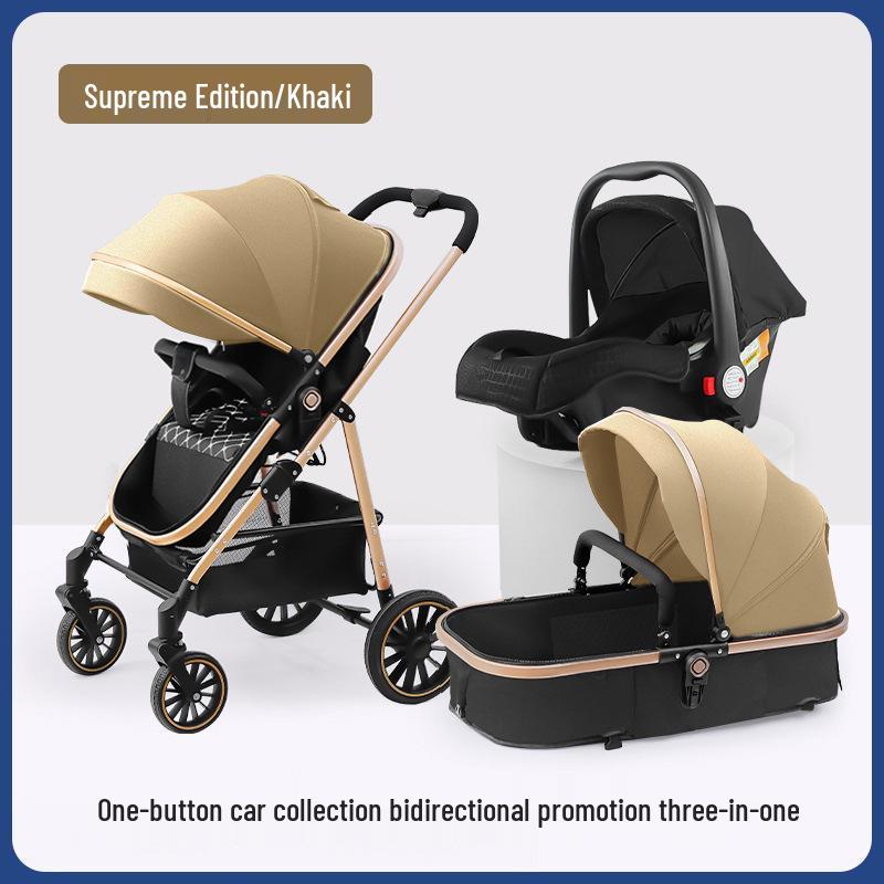 High Landscape Reversible Baby Stroller & Reclining Tricycle, Three-in-One with Large Wheels