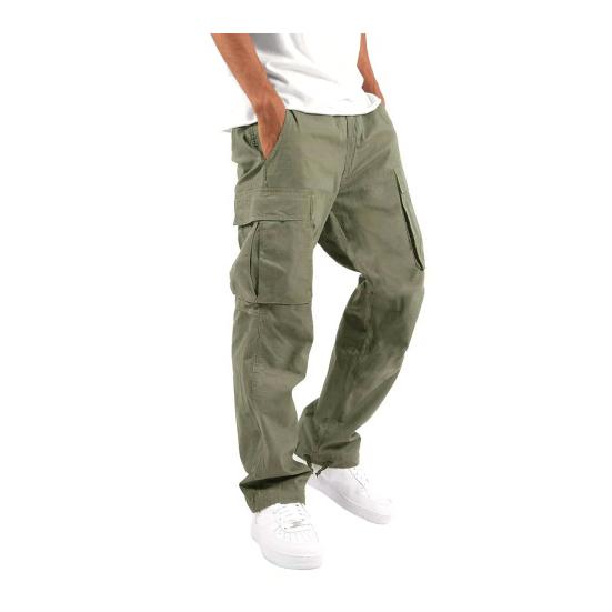 Herren Cargohose mit mehreren Taschen, Kordelzug, elastischer Bund, verstellbares Bein, Übergröße, locker, einfarbig