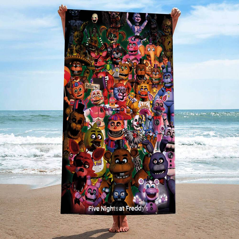F-Five N-Nights At F-Freddys Oyun Plaj Havlusu Renkli Banyo Havluları Kız İçin Mikrofiber Hızlı Kuruyan Kumsuz Plaj