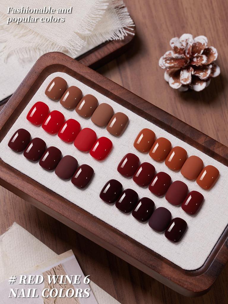 2025 Red Retro Whitening Caramel Gel Nail Polish Set for Manicure