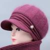 Elderly Grandmother Plus Velvet Rabbit Woolen Hat Middle Aged and Elderly Warm Hat  Thickened Knitted Cotton Hat