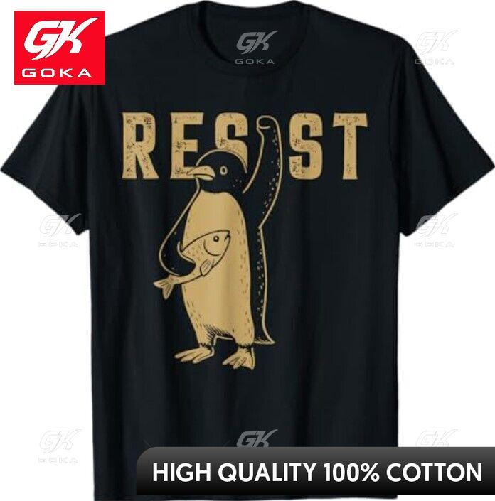 Funny Penguin Resist Penguins Protest Against Tariffs Graphic T Shirts Unisexs Clothing Cotton Women Funny Summer Tshrits S