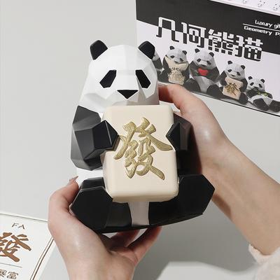 Geometryczna Panda Szczęścia Dekoracja Stołu Otaczająca Salon Biuro Gabinet na Wino Wejście Dekoracja Domu Prezent na Otwarcie