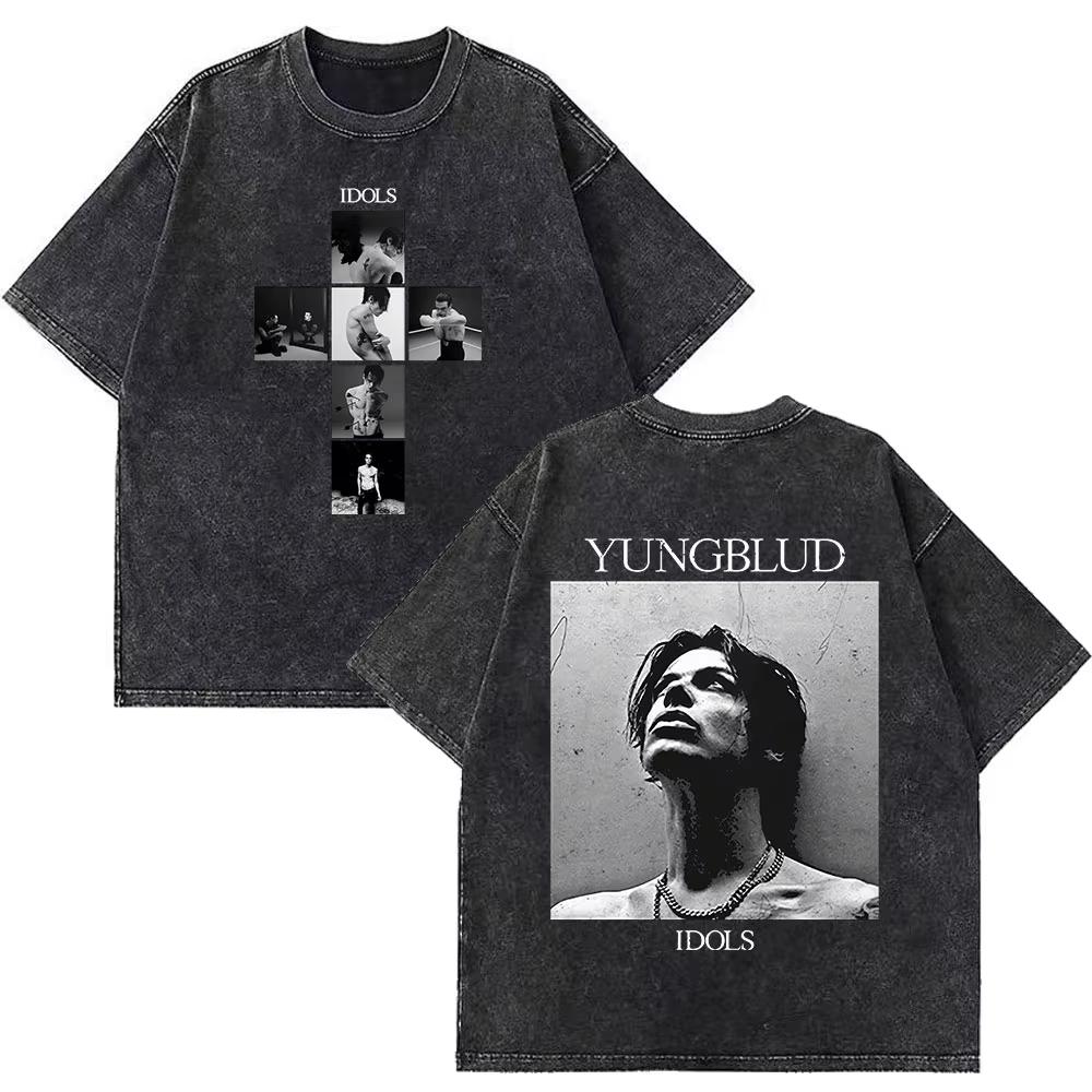 Yungblud IDOLS The World Tour Merch Retro Gewaschenes T-Shirt Herren Damen Hip Hop Rock Kurzarm T-Shirts Übergroße T-Shirts