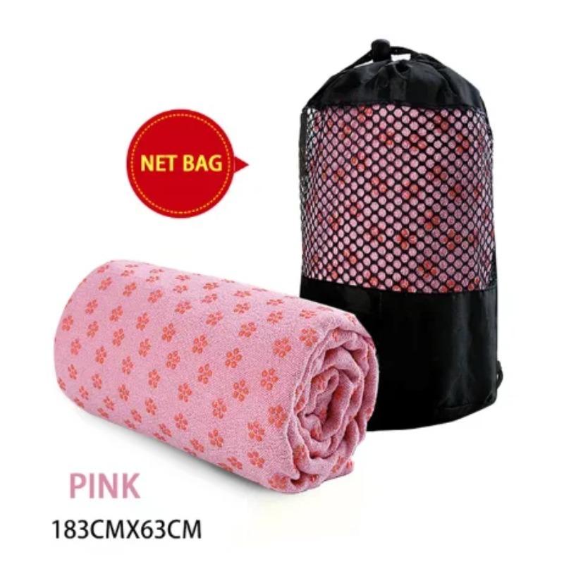 Rutschfestes Yoga-Handtuch aus Mikrofaser, verdicktes PVC, pflaumenfarbene Punkte, faltbare Yoga-Fitnessmatte mit Schweißabsorption, 1 Stück