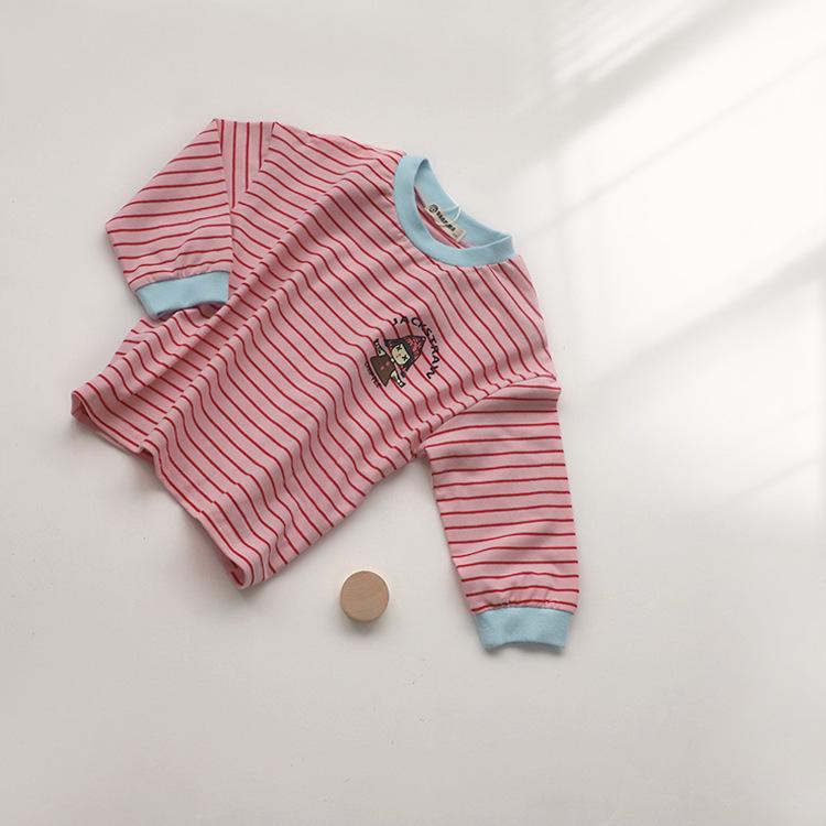 

Kids Striped Long-Sleeve T-Shirt: Cartoon Print Crew Neck for Boys & Girls 100cm