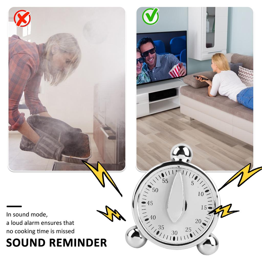 60Minute Kitchen Timer Mechanical Cooking Timer Manual Countdown Timer with Alarm Sound for Kids and Adults Baking Cooking