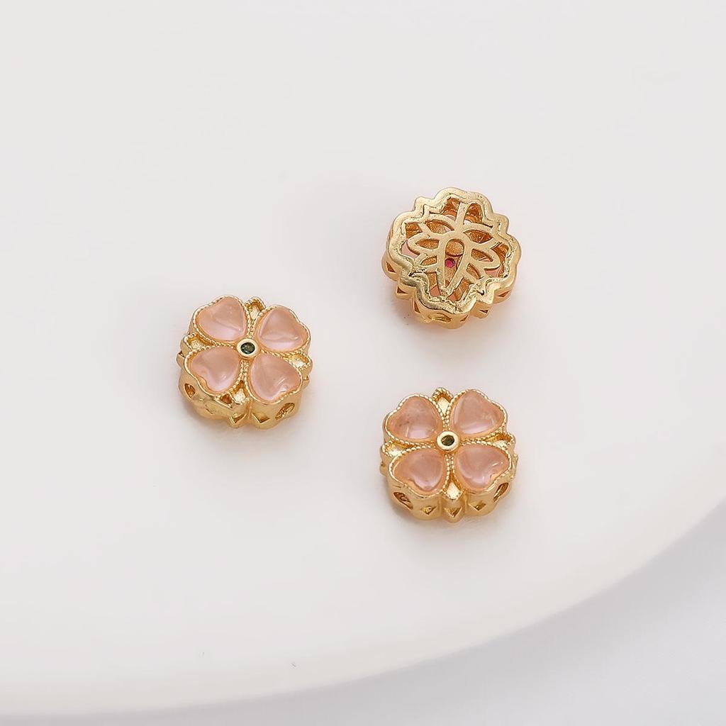 Pozlacené prolamované korálky s kočičím okem a imitací nefritu pro výrobu šperků DIY