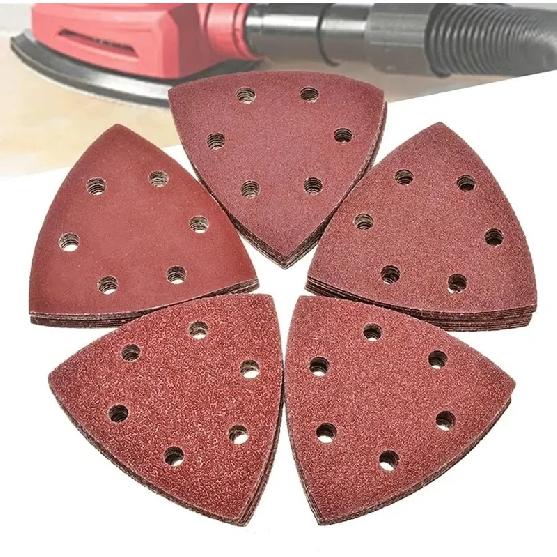 100 PCS Triangle Sandpaper - 90mm 6 Holes Delta Sander Hook & Loop Sanding Disc Abrasive Tools for Sanding Grit 40-400