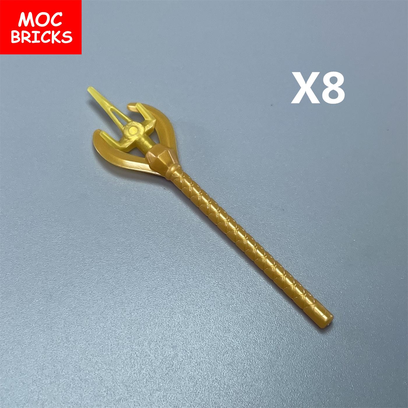 

MOC Bricks Staff wand featuring Rock 1x1 Jewel gem Works With 30153 93252 Attachment Assembled Constructing Blocks Toys children present золотистий