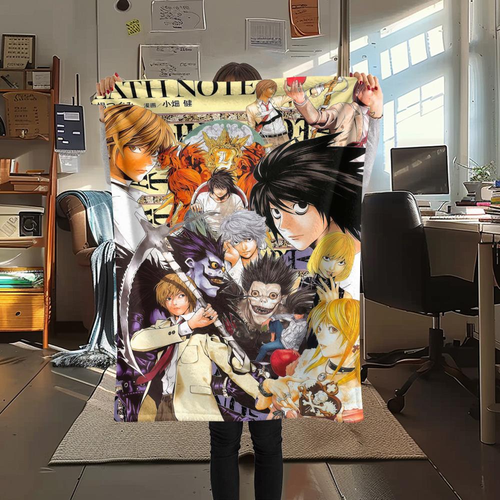 1Pc Anime Death Note Print Flannel Blanket High Quality Warm Comfortable Cover for All Seasons Perfect for Gifts Home Decor 80cm x 120cm