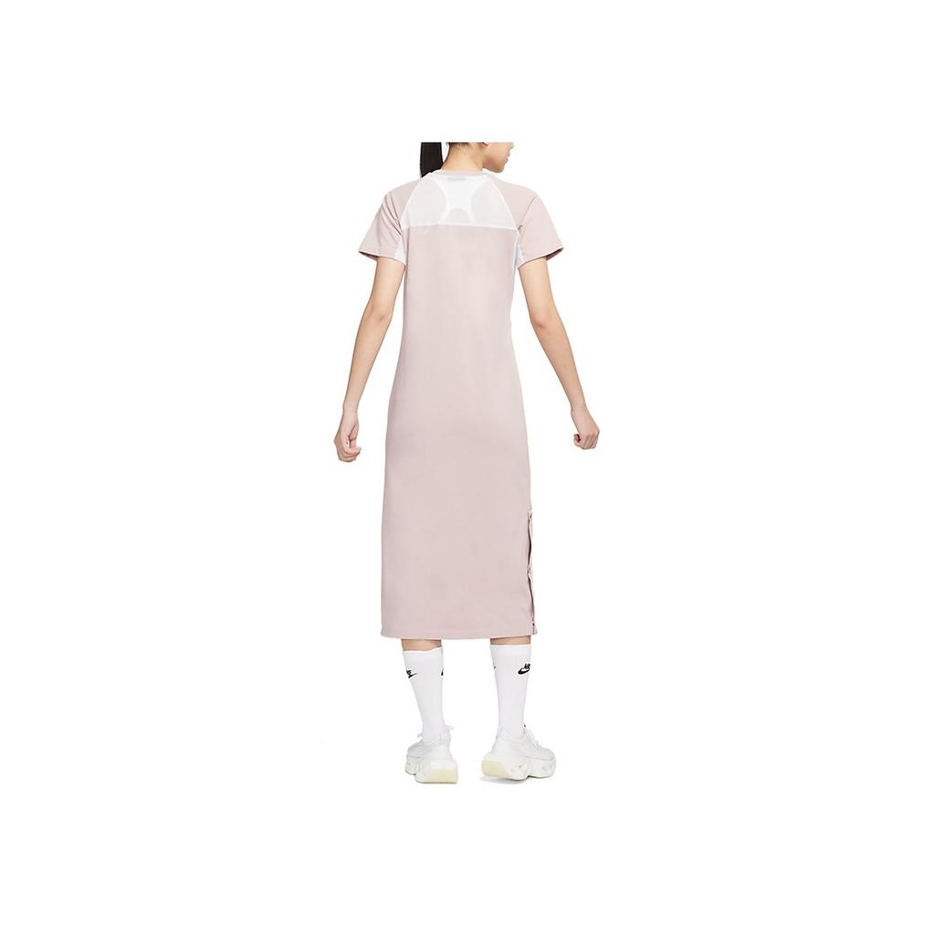 Nike Mesh Button Comfortable Sports Casual Breathable Round Neck Short Sleeve Dress Women dress Pink DM8879-222