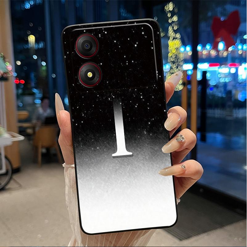 New Design Letter Flower Pattern Soft Silicone Black Phone Case For ZTE Blade A34 4G Anti-scratch Shell ZTE Blade A34 4G Casing