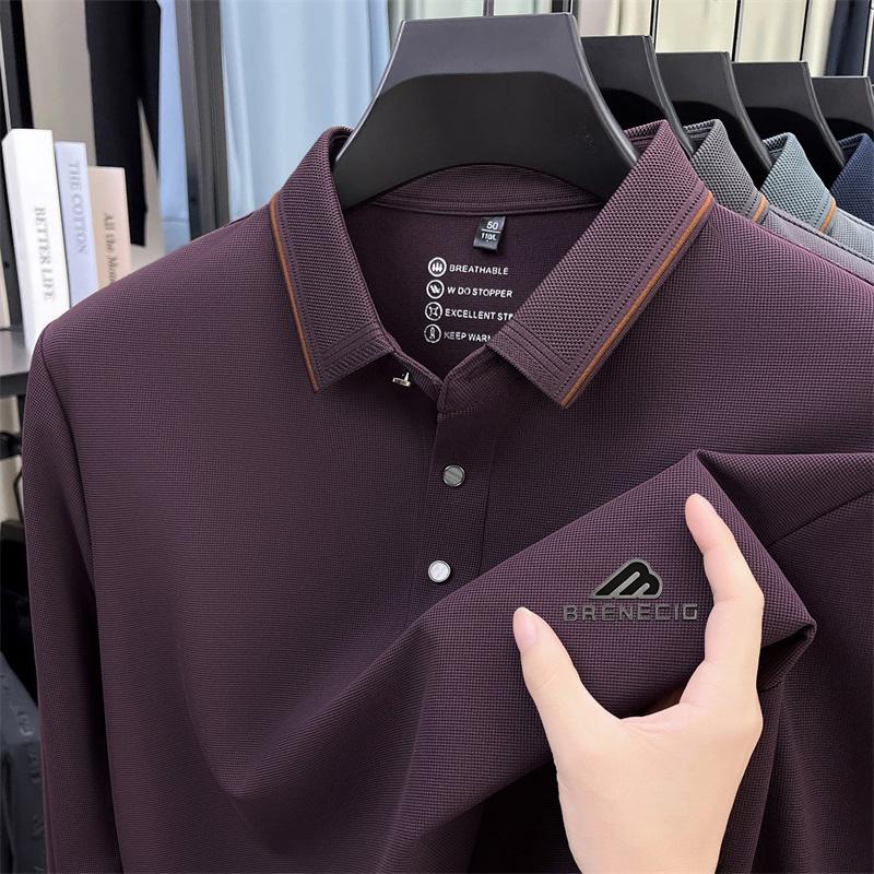 Men'S Long Sleeved T-Shirt Shirt Collar Polo Shirt 2025 Spring Autumn New Casual Wear Horse Logo