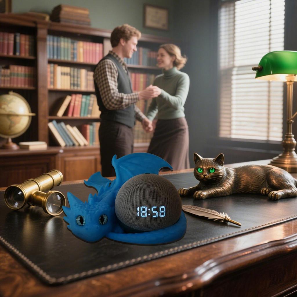 Für Echo Dot 4. / 5. Gen Drachenständer Lautsprecherhalterung, Innovative 3D-Druck für Schreibtisch-, Bücherregal-Platzierung