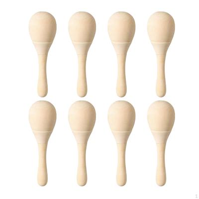 8 Pieces Wood Maracas Unfinished Blank with Crisp Blow Sound for Kids Adults DIY Hand