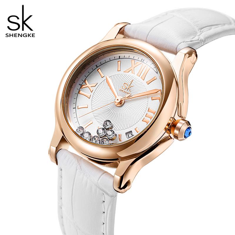 SK Women s High-End Waterproof Leather Strap Watch - Elegant and Popular Design