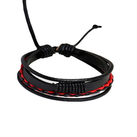 Bracciale rigido unisex vintage retrò multistrato intrecciato in ecopelle
