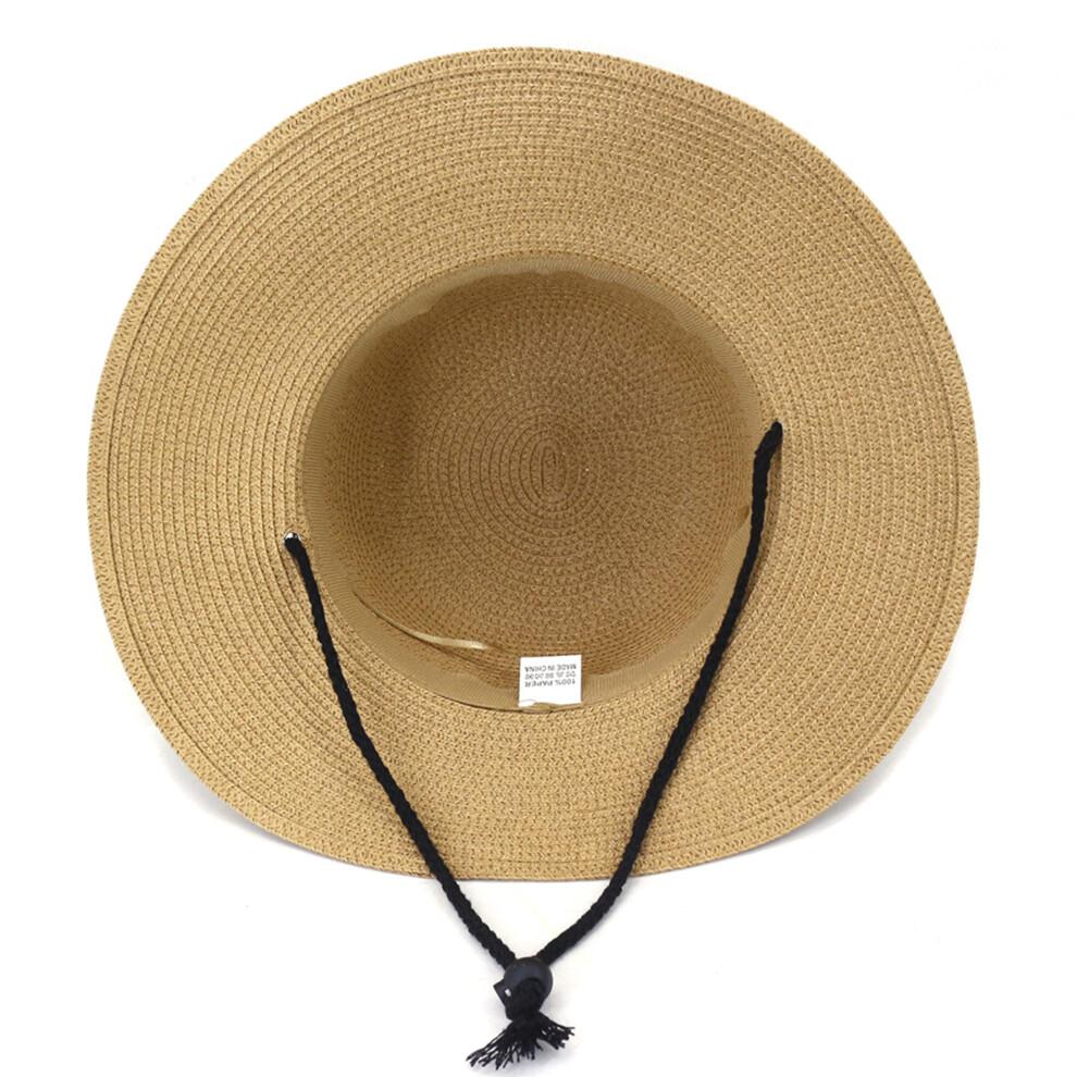 (One Size, Khaki) Women Men Summer Straw Hat Bucket Cap Bucket Hats UV Protection Beach Holiday Sun Hat