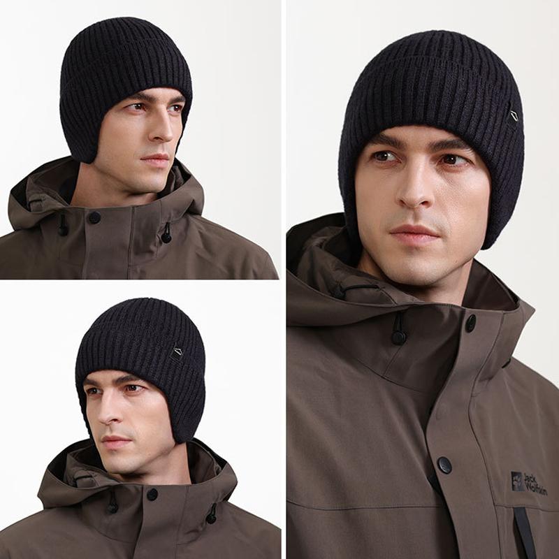 Autumn Winter Knitted Hat Velvet Thick Warm Outdoor Windproof Cold Ear Protection Wool Hat