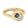 Blue Sapphire Stackable Dual Stone Ring - 925 Sterling Silver Gold Vermeil