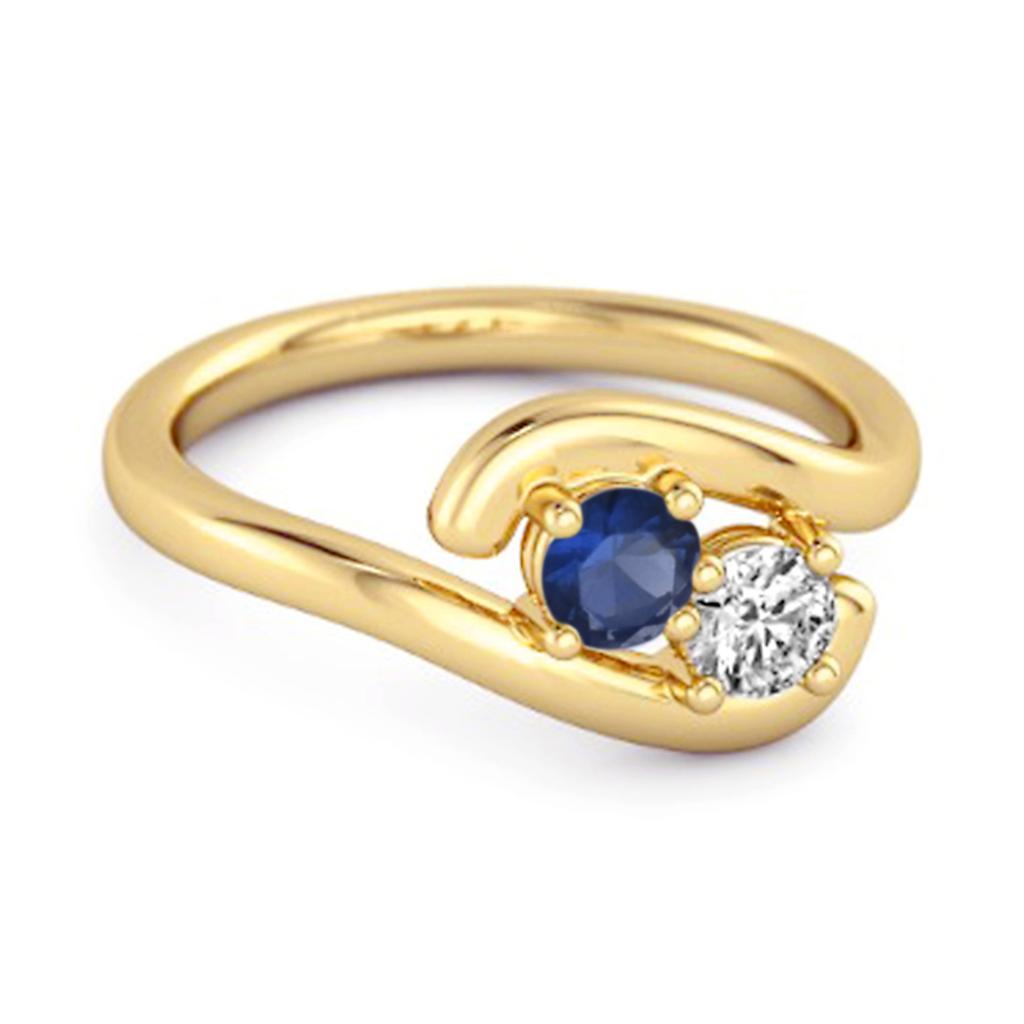 Blue Sapphire Stackable Dual Stone Ring - 925 Sterling Silver Gold Vermeil