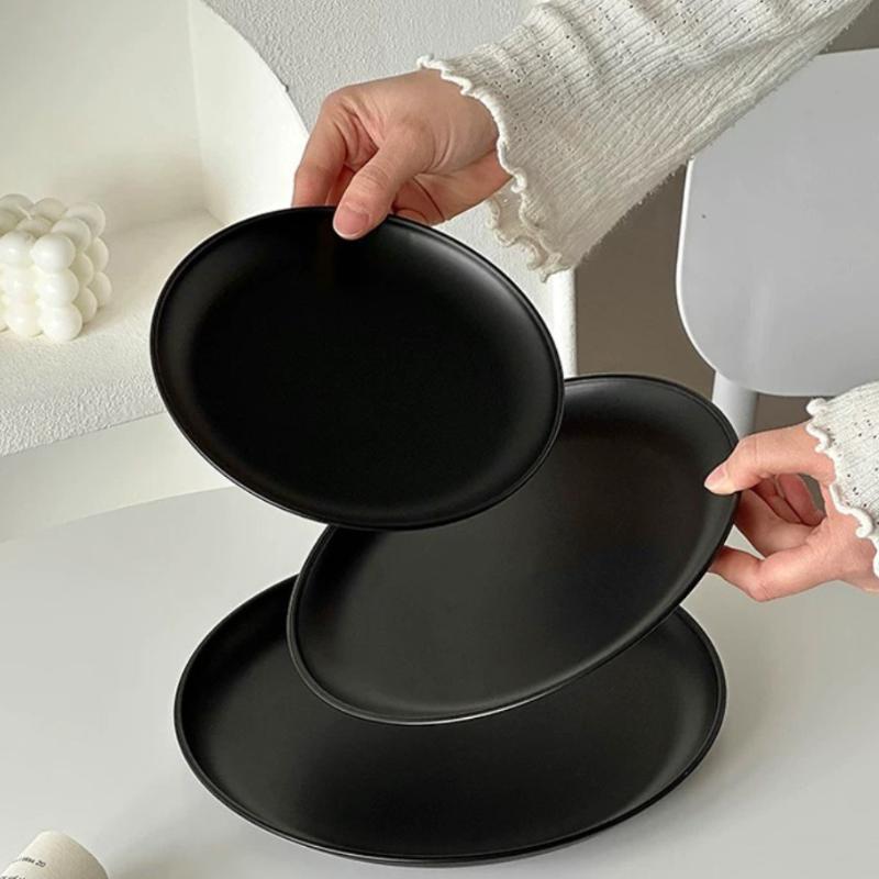 Farfurie de Desert Neagră High-End, Tavă de Expunere Bijuterii din Oțel Inoxidabil Pentru Servirea Prăjiturilor la Ceaiul de După-Amiază, Platou cu Fructe pentru Living