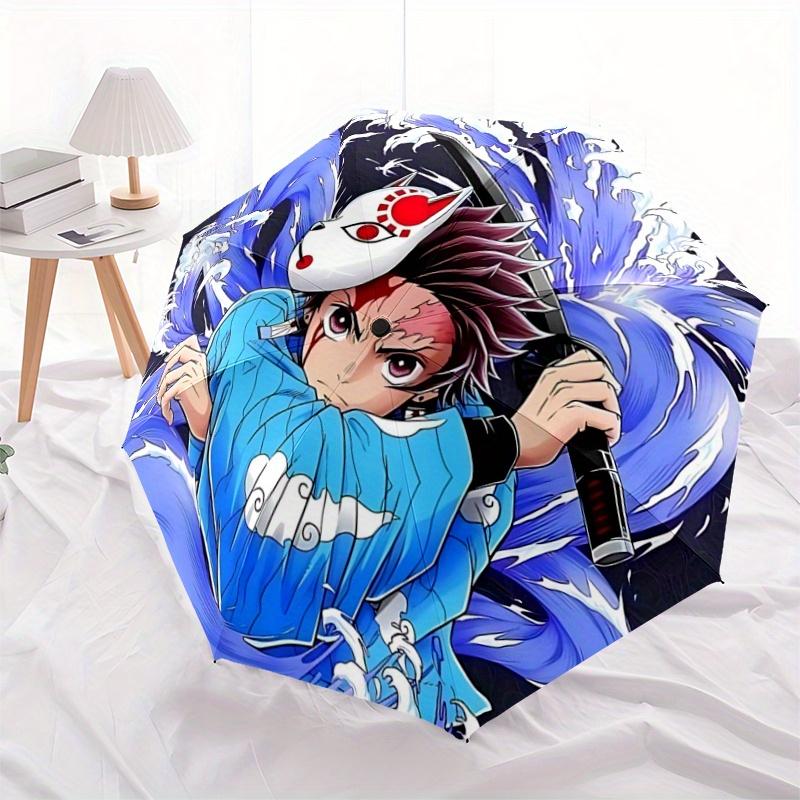 

1pc Demon Slayer s Zenitsu Amidst Turbulent Seas Pattern Automatic Umbrella is Fashionable and Good-Looking, a Portable 3-Fold Umbrella, Suitable for