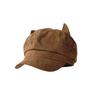 25 Early autumn new cat ear woolen solid color octagonal hat cute versatile high quality newsboy hat children's tide