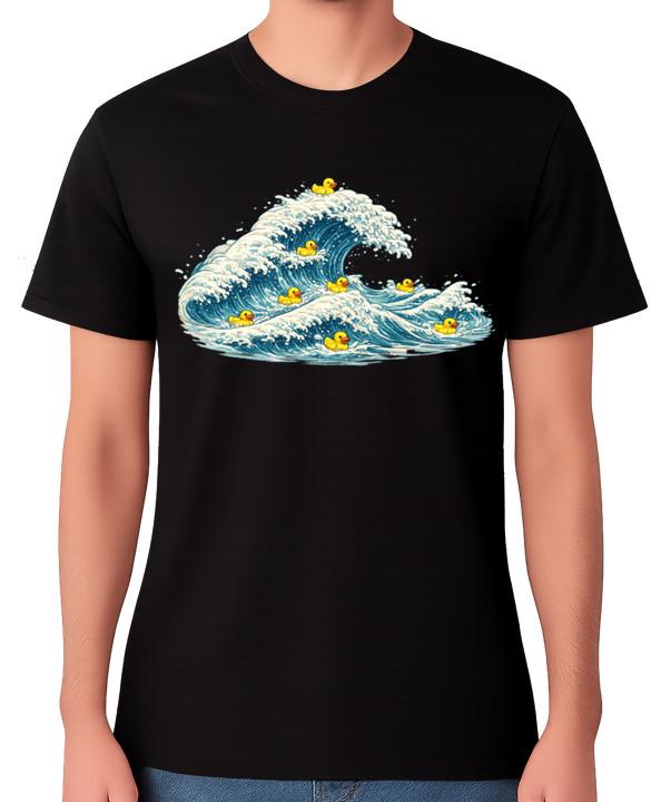 Ocean Wave Rubber Ducks Art Unisex T-Shirt Cute Funny Duck Hokusai Tee L