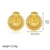 Punk Hiphop Chunky Striped Twist Rope Round Circle Ear Hoops Inlaid Cubic Zirconia Geometric Stud Earrings Githic Jewelry Bijoux