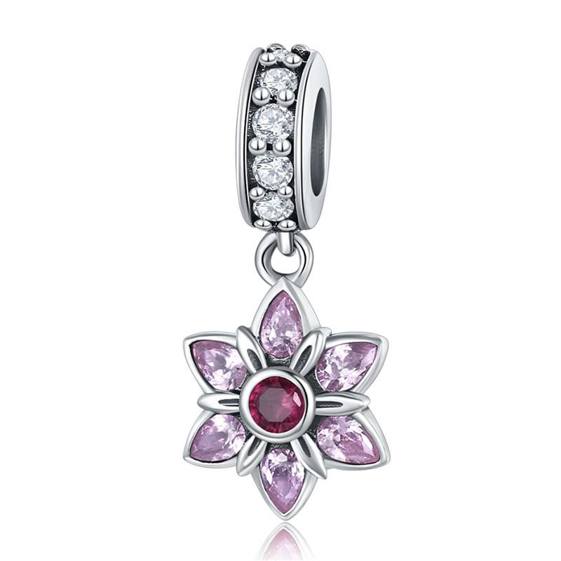 WOSTU Daisy Flower Series Charms 925 Silver Spacer Beads Dangle Charms Fit Bracelets DIY Jewelry