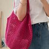 Spacious Cotton Woven Shoulder Bag for Women Ideal for Travel
