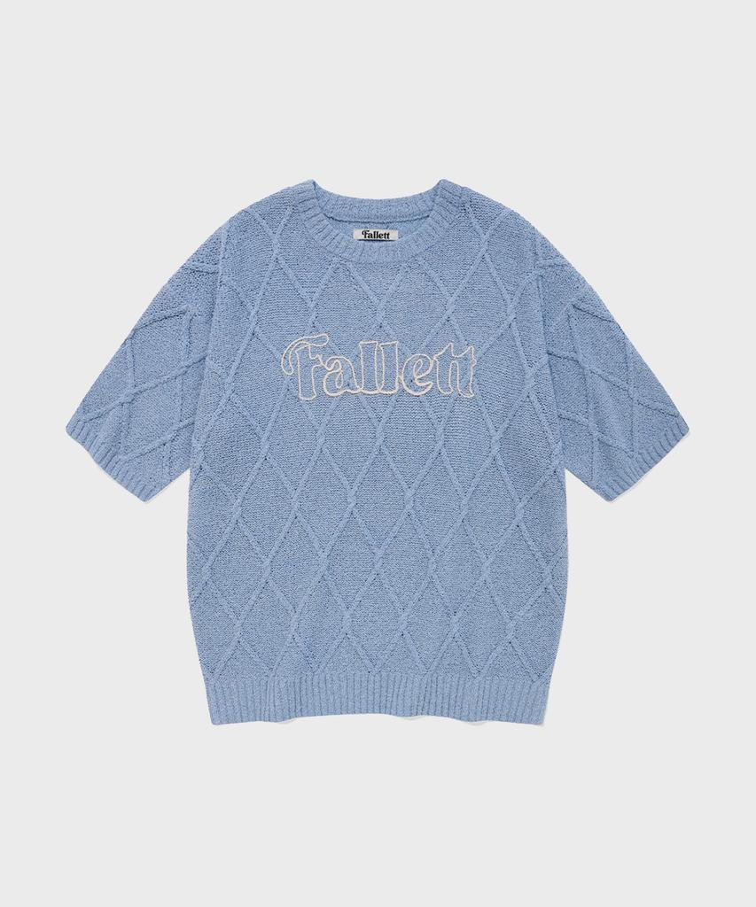 FALLETT Story Logo Argyle Summer Knit Sky Blue