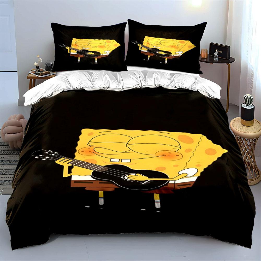 Yellow Cartoon Character Playing Guitar. Bedding Sets Duvet Cover Sets Duvet Covers Pillowcases(1 * Duvet Cover 2 * Pillowcases, Without Duvet Insert)