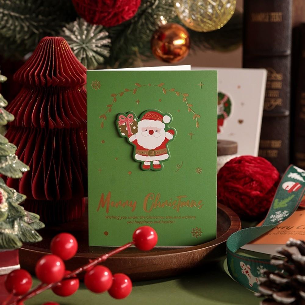 10pcs 3D Merry Christmas Greeting Cards DIY Greetings Postcard Creative Blessing Cards New Year