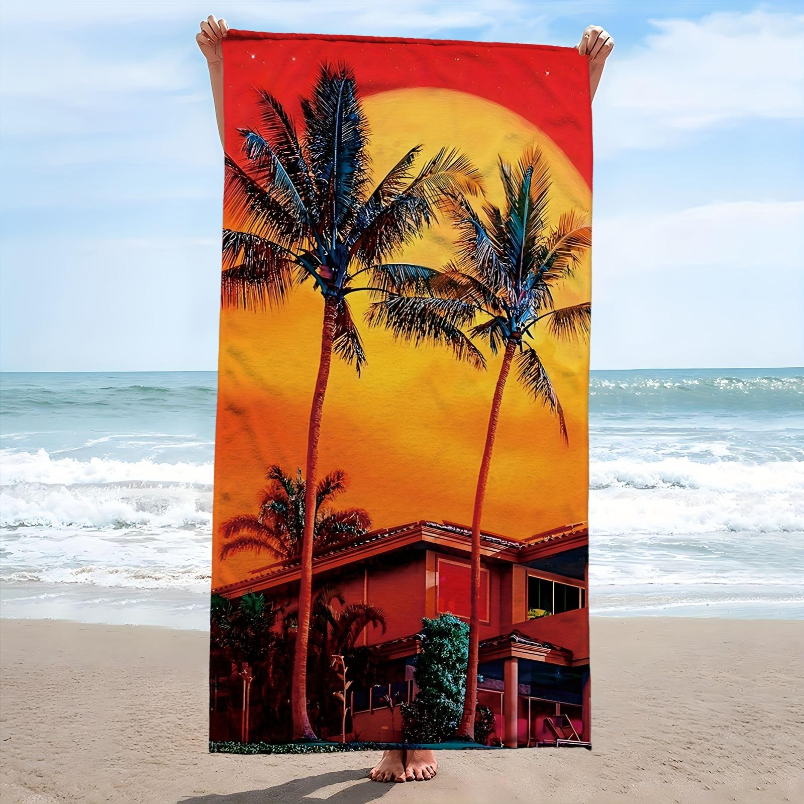 

Extra Large Coconut Tree Print Microfiber Beach Towel, Super Absorbent Quick-Dry for Travel Swimming Diving W40*H60(CM)