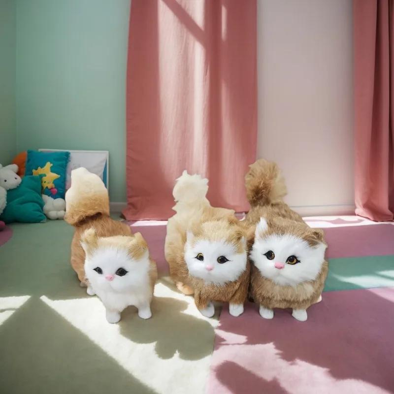 Cute Realistic Kitten Plush Toy - Soft Stuffed Cat Doll, Lifelike Fake Animal Toy for Kids Girls, Valentine's Day Birthday Gift