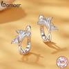 BAMOER Solid 925 Sterling Silver Ginkgo Leaf Hoop Earrings for Women Teens Small Hoop Earrings Pretty Flowers Huggie Jewelry