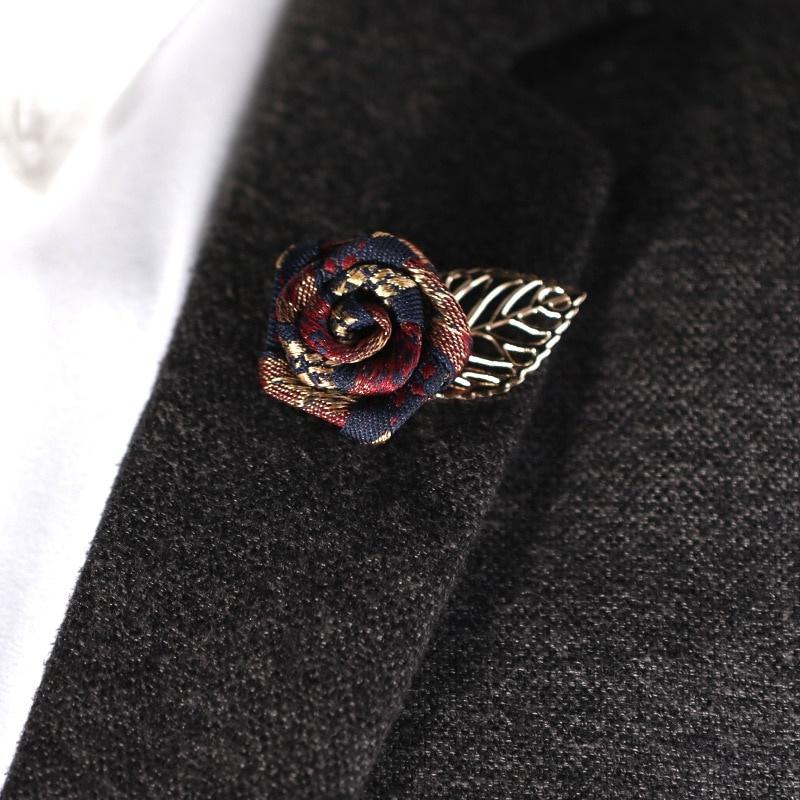 Vintage Mixed Fabric Rose Brooches Tassel Chain Men Suit Collar Brooch Broche Lapel Pin Brooches For Women Jewelry Accessories