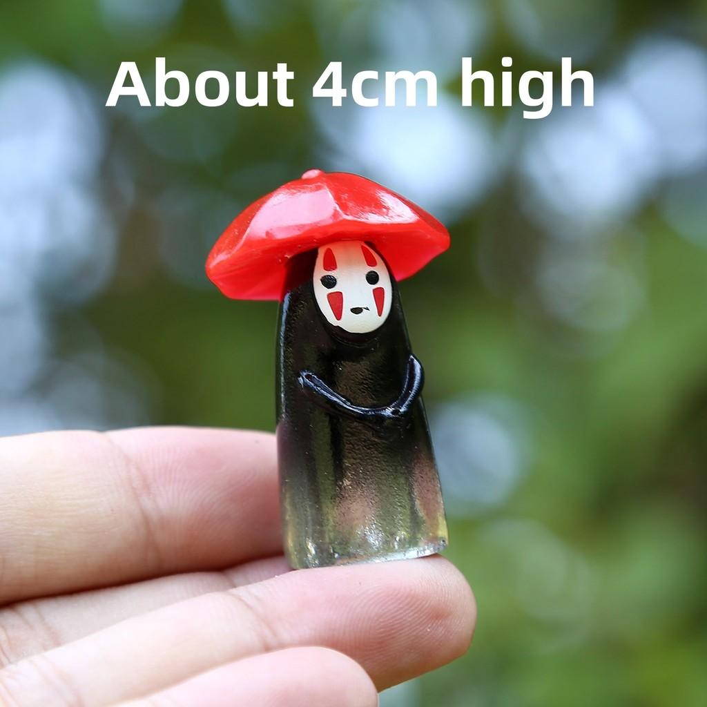 Face No Man Holding Umbrella Sitting Posture Hat Mini Model Ornament Desktop