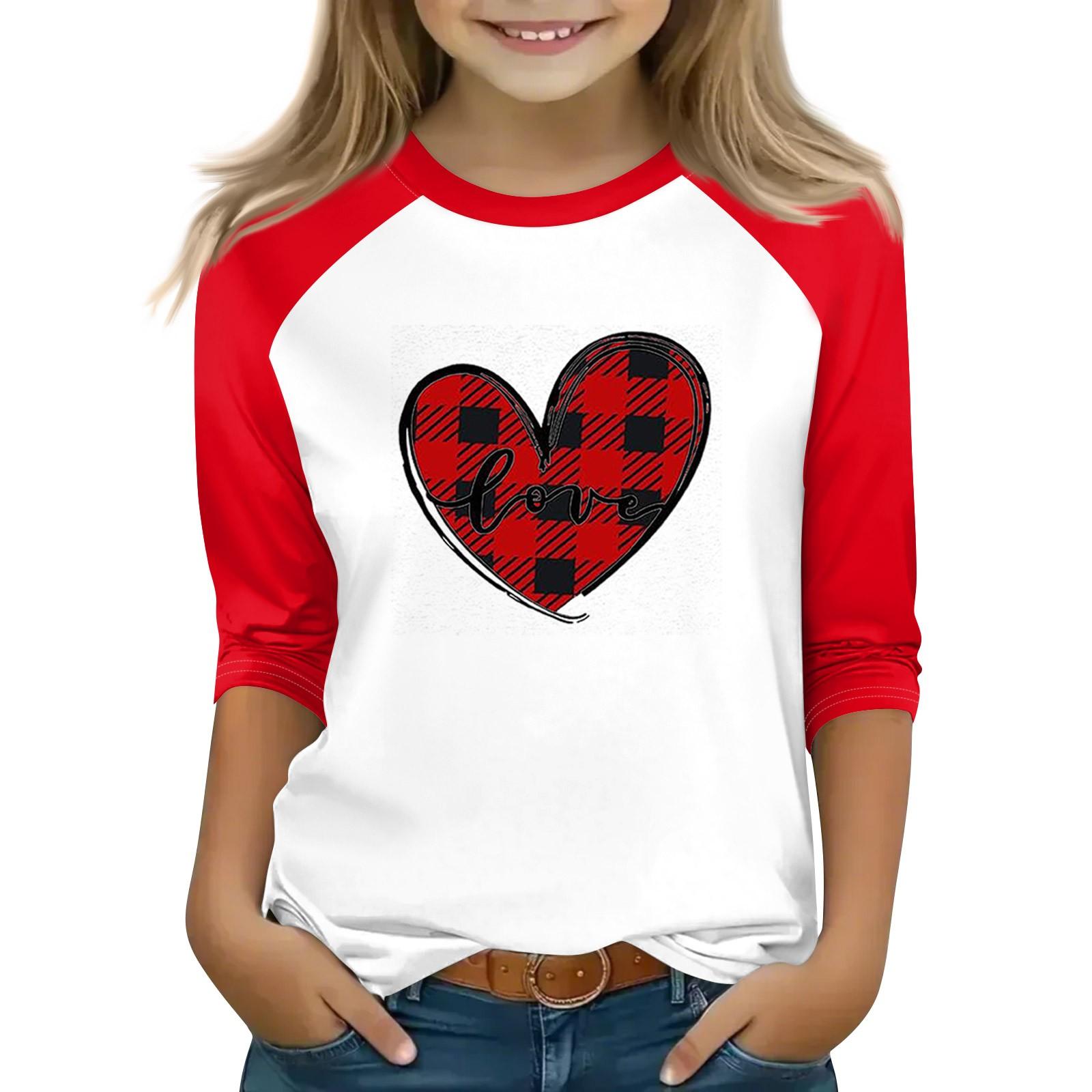 

Топы для девочек 4-16 лет с круглым вырезом и рукавами 3/4 Футболки Модные топы Наряды Футболки 100 винный