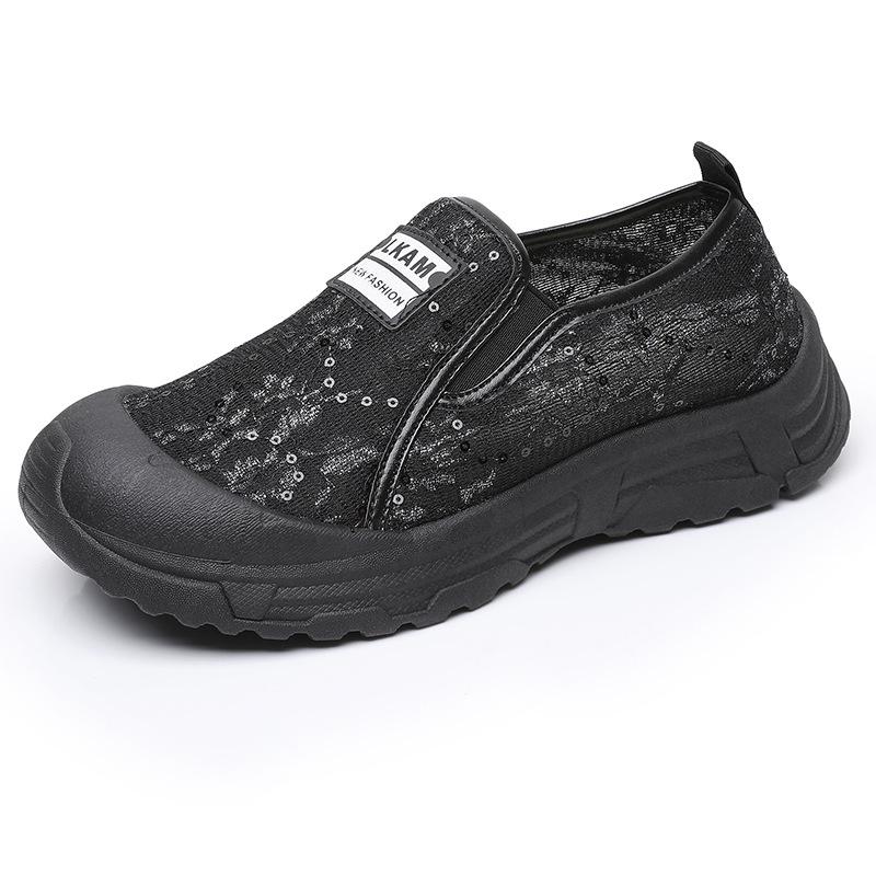 

Женская обувь 2025 лето новая мягкая подошва легкая дышащая женская мода внешняя торговля износостойкая повседневная универсальная женская одинарная обувь 35 чёрный