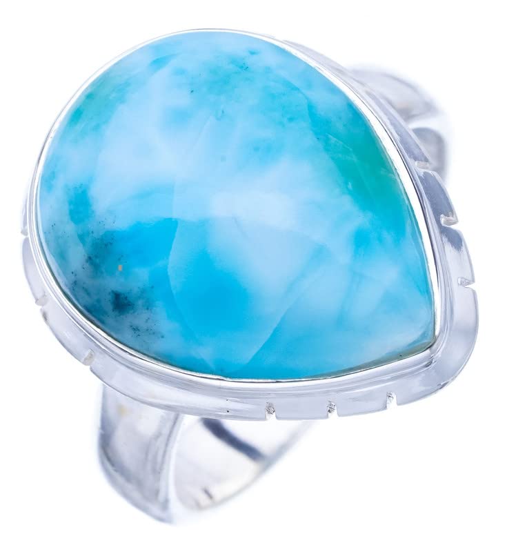 

STARGEMS ® Кольцо из серебра 925 пробы с натуральным ларимаром ручной работы 6 F0846