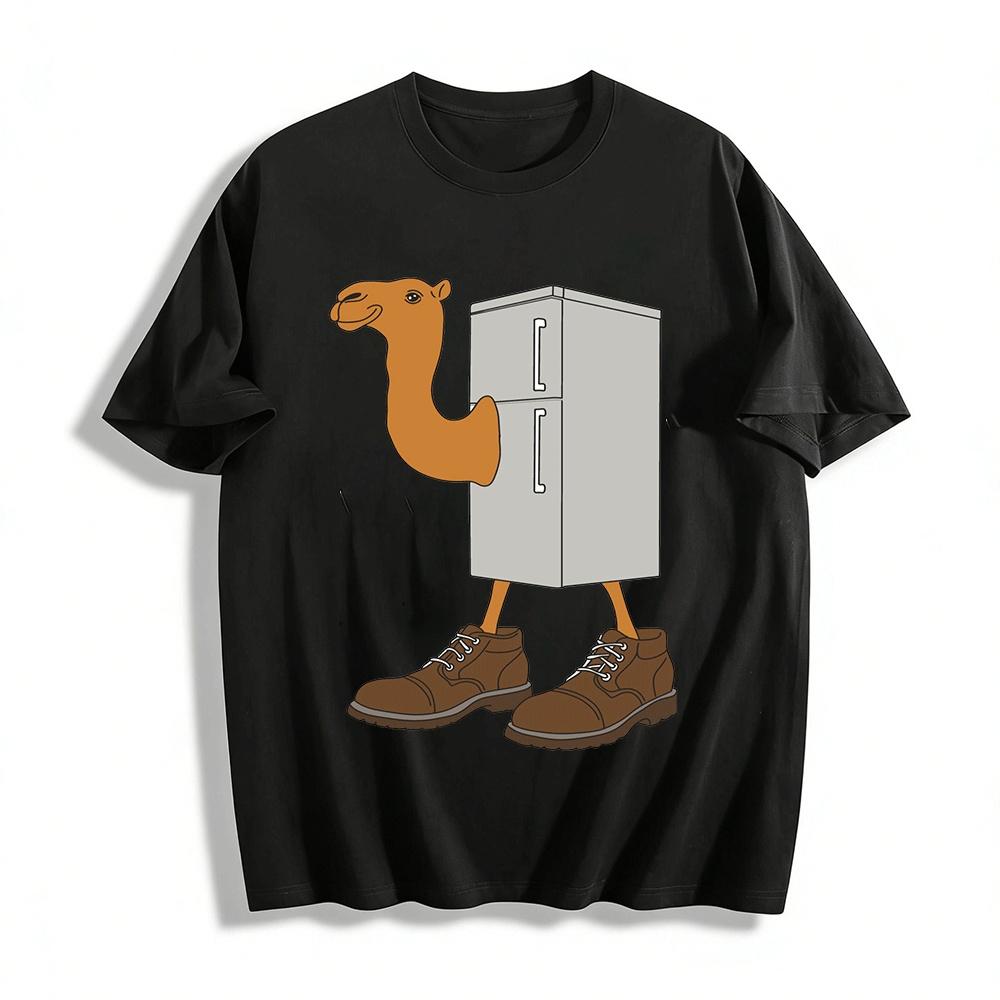 

Weird Camel Refrigerator Patchwork Funny Print Casual Top Pure cotton T-shirt XXS